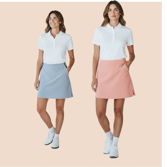 Lady Hagen Dresses & Skirts - 2 Lady Hagan pinstripe, Golf skirt, size 8 blue and white peach and white